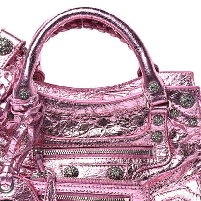 Balenciaga Metallic Agneau Arena Crystal Neo Cagole Handbag XS Met Pink 8 of 10