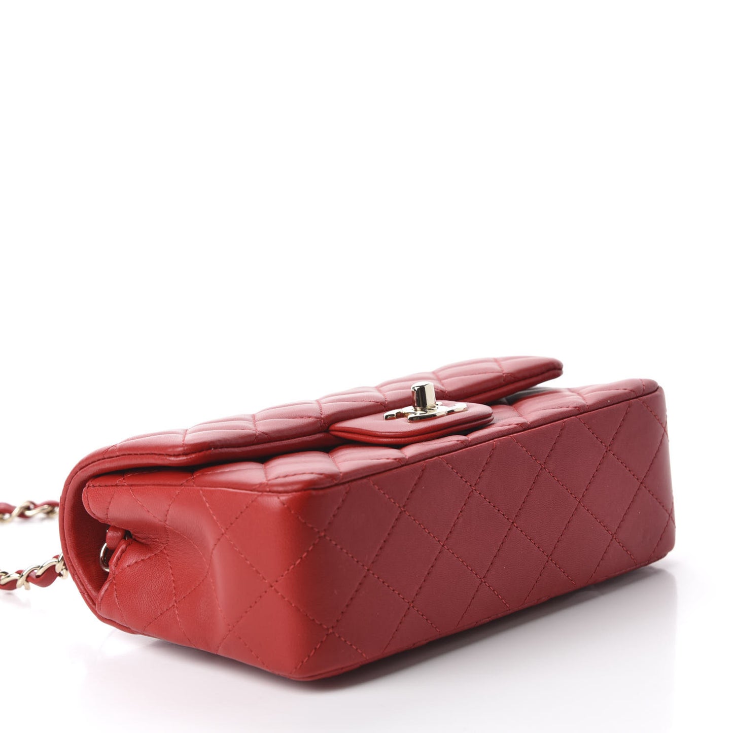 Lambskin Quilted Mini Rectangular Flap Red