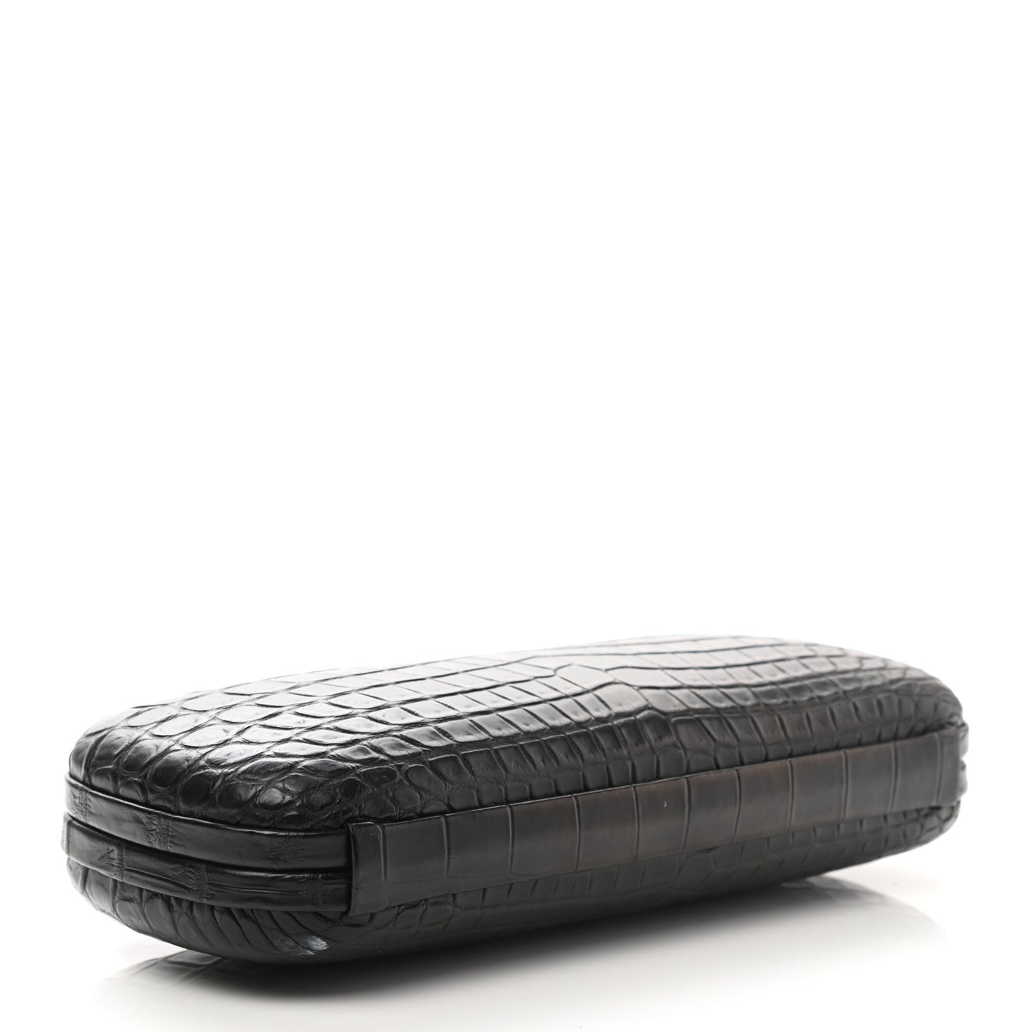 Crocodile Faille Knot Clutch Black