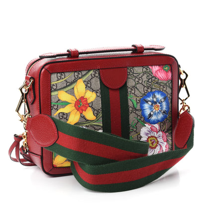 Gucci GG Supreme Monogram Flora Web Small Ophidia Top Handle Shoulder Bag Hibiscus Red 3 of 10