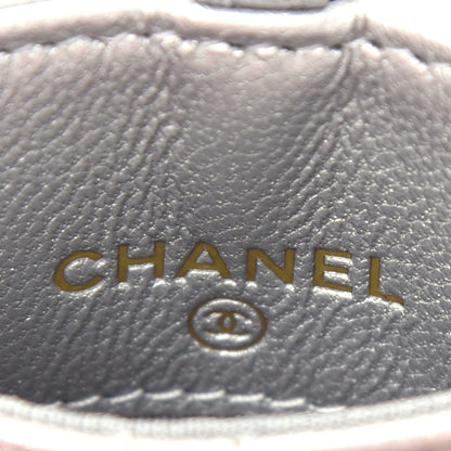 Chanel Metallic Goatskin Quilted Chanel 19 Card Holder On Chain Silver 6 of 10