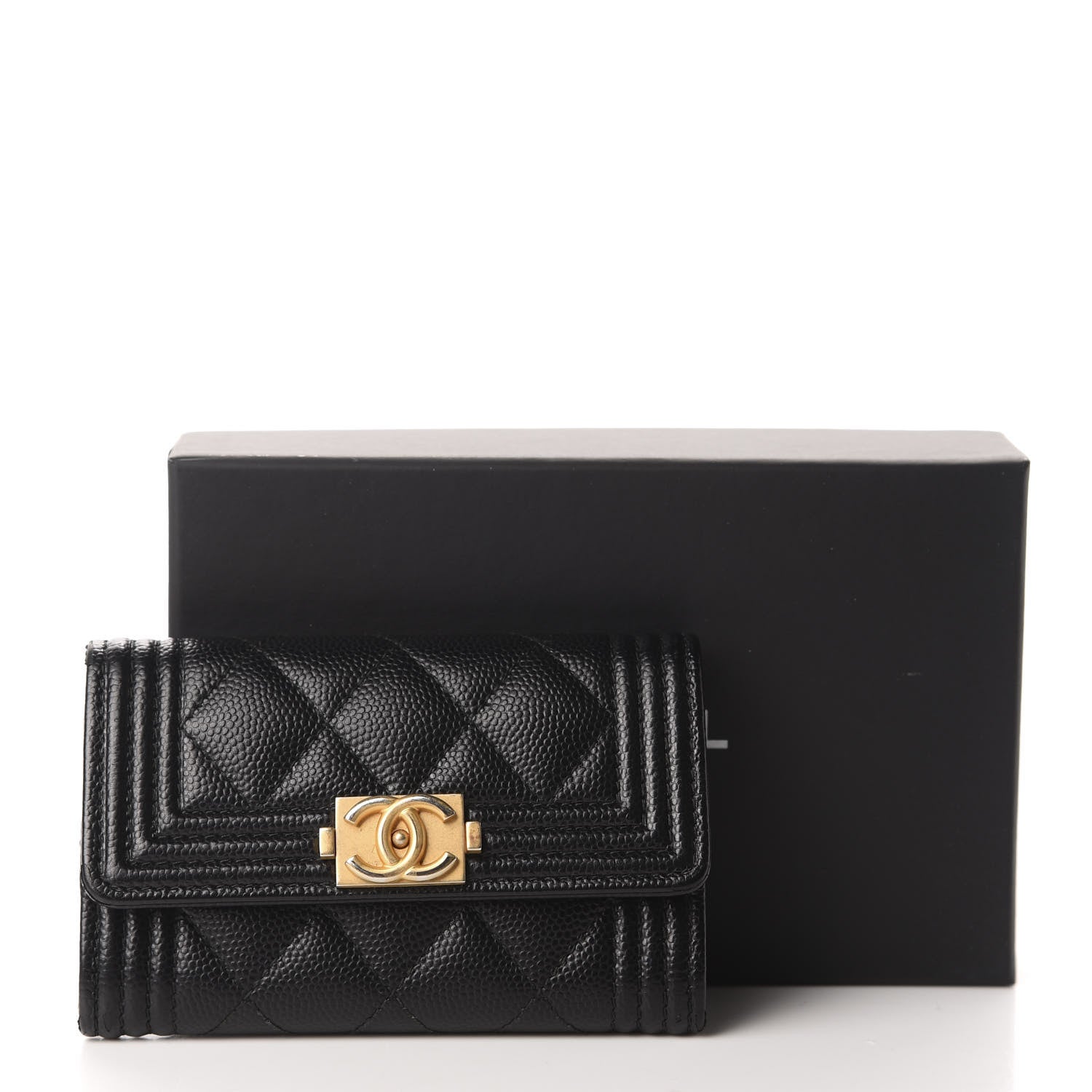 Chanel Caviar Quilted Boy Flap Card Holder Black 9 of 9