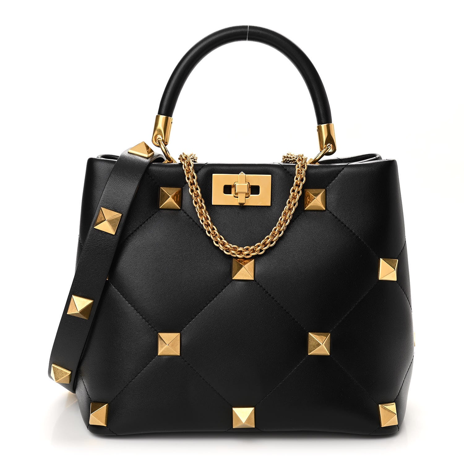 Valentino Garavani Nappa Roman Stud The Handle Bag Black 1 of 10