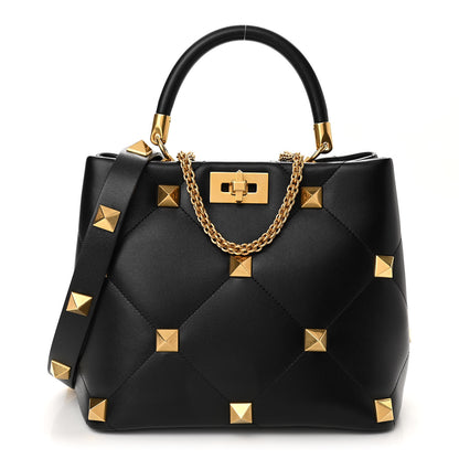 Valentino Garavani Nappa Roman Stud The Handle Bag Black 1 of 10