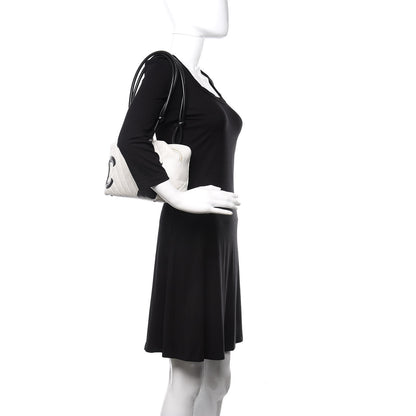 Chanel Calfskin Quilted Large Cambon Bowler White Black 2 of 10