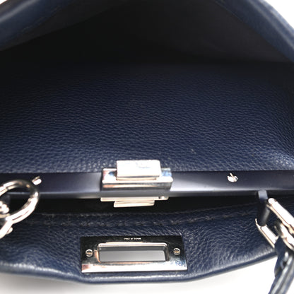 Fendi Cuoio Romano Selleria Medium Peekaboo Iconic Satchel Blue Notte 11 of 11