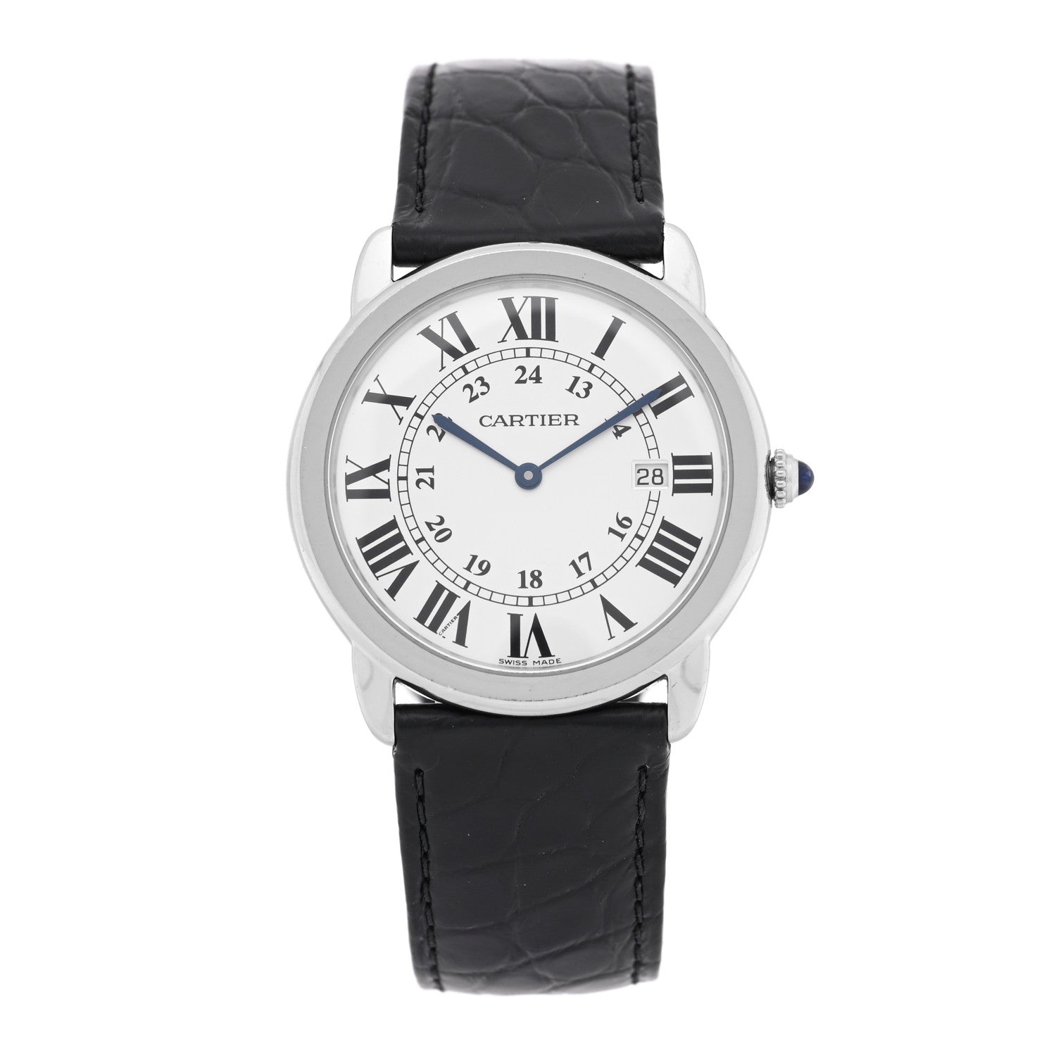 Cartier Stainless Steel Alligator 36mm Ronde Solo Quartz Watch 1 of 5