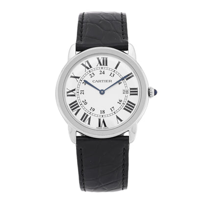 Cartier Stainless Steel Alligator 36mm Ronde Solo Quartz Watch 1 of 5