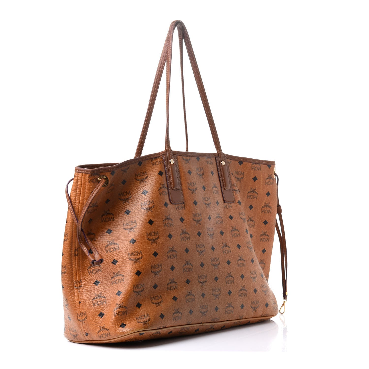MCM Visetos Large Liz Reversible Shopper Tote Cognac 4 of 16