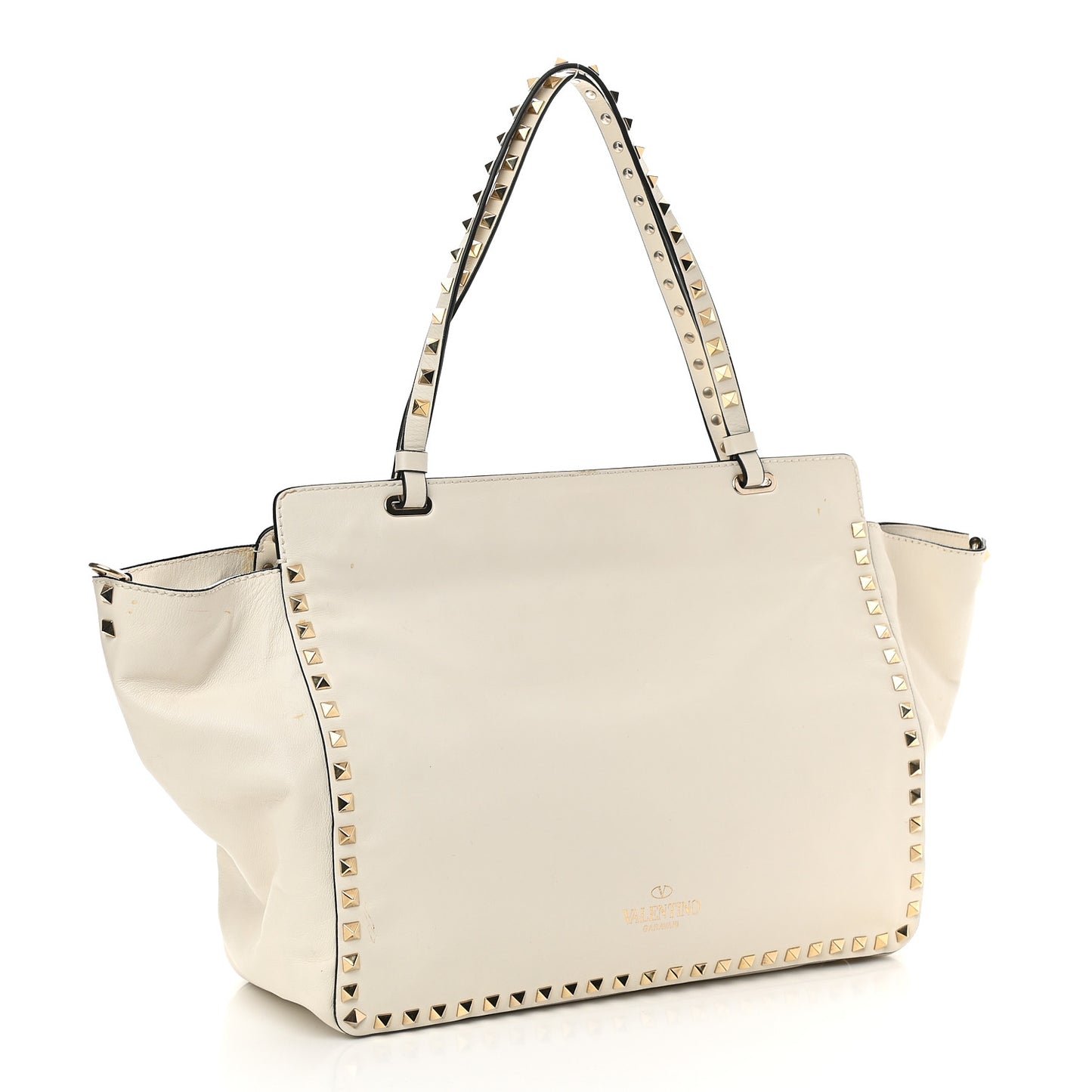Vitello Medium Rockstud All Over Tote White