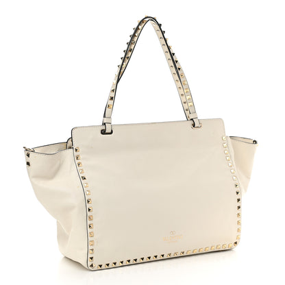 Valentino Garavani Vitello Medium Rockstud All Over Tote White 2 of 10