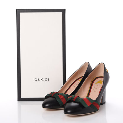 Gucci Malaga Kid Web Bow Pumps 37 Black 9 of 9