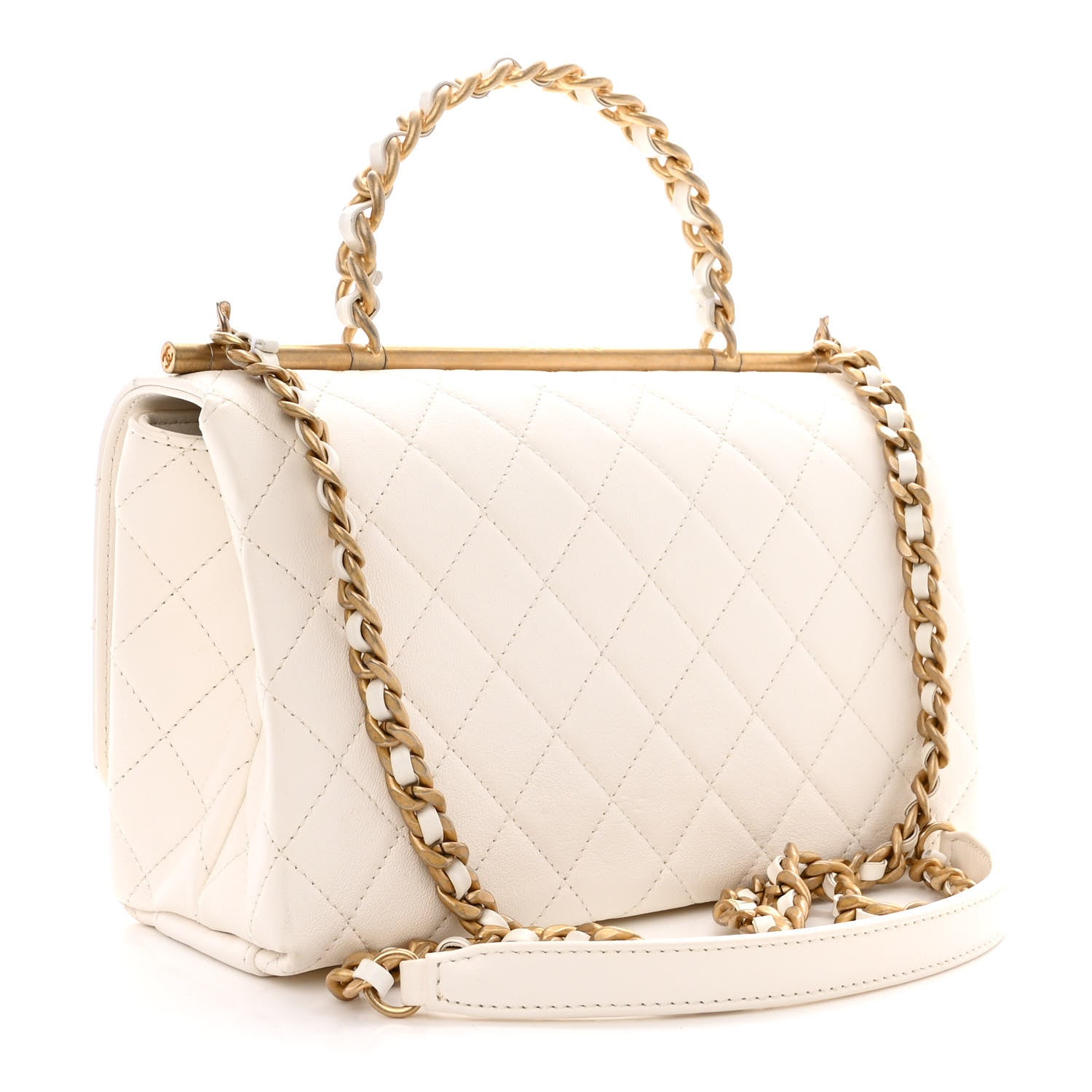 Chanel Lambskin Quilted La Parisienne Top Handle Flap White 3 of 14
