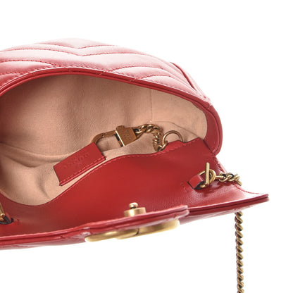 Gucci Calfskin Matelasse Super Mini GG Marmont Shoulder Bag Hibiscus Red 6 of 9