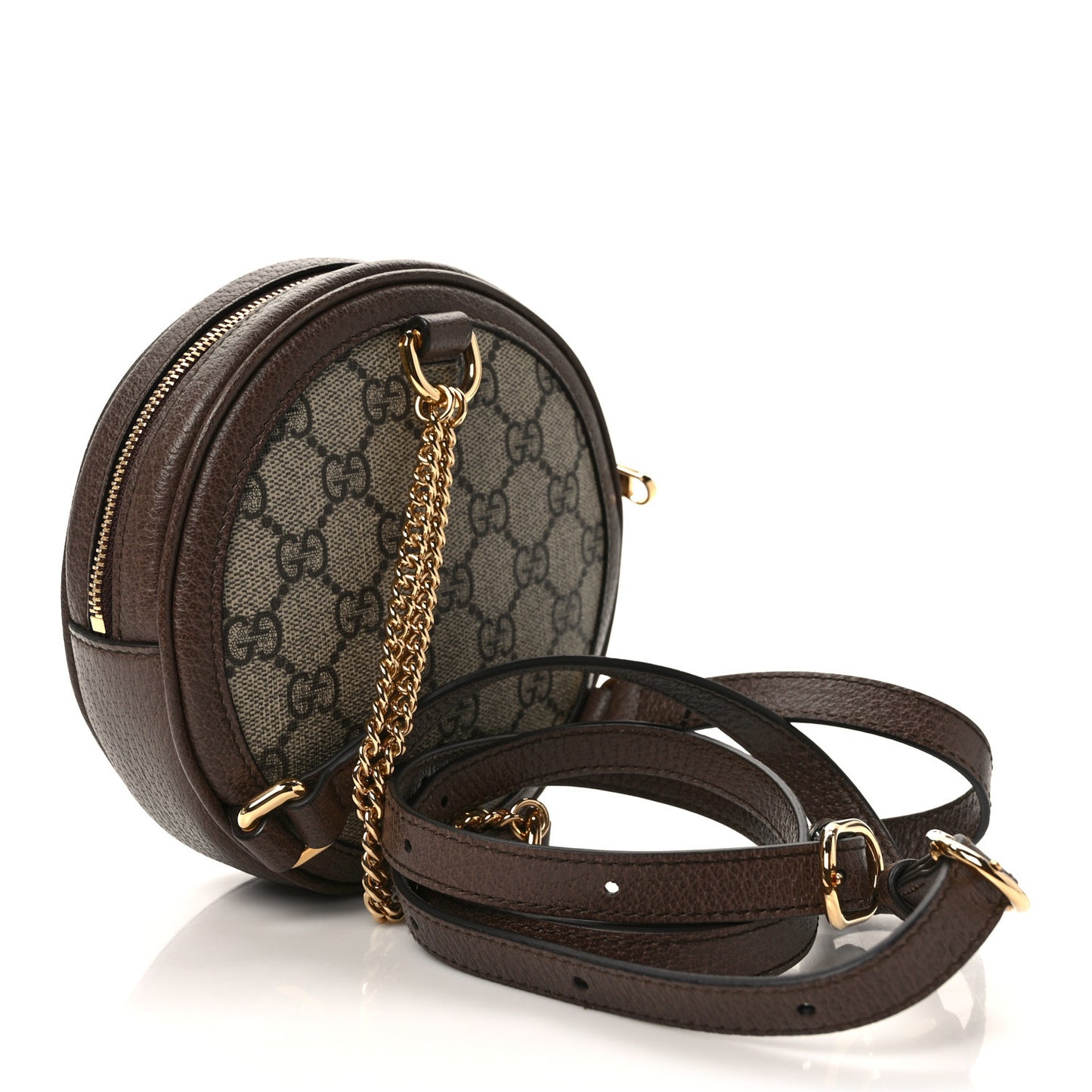 GG Supreme Monogram Web Mini Ophidia Round Backpack Brown