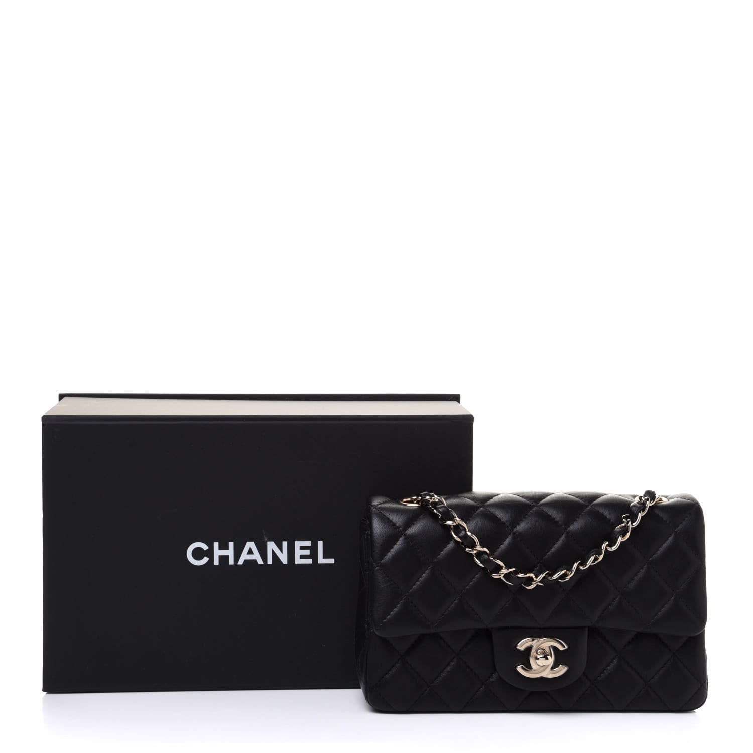 Chanel Lambskin Quilted Mini Rectangular Flap Black 12 of 12