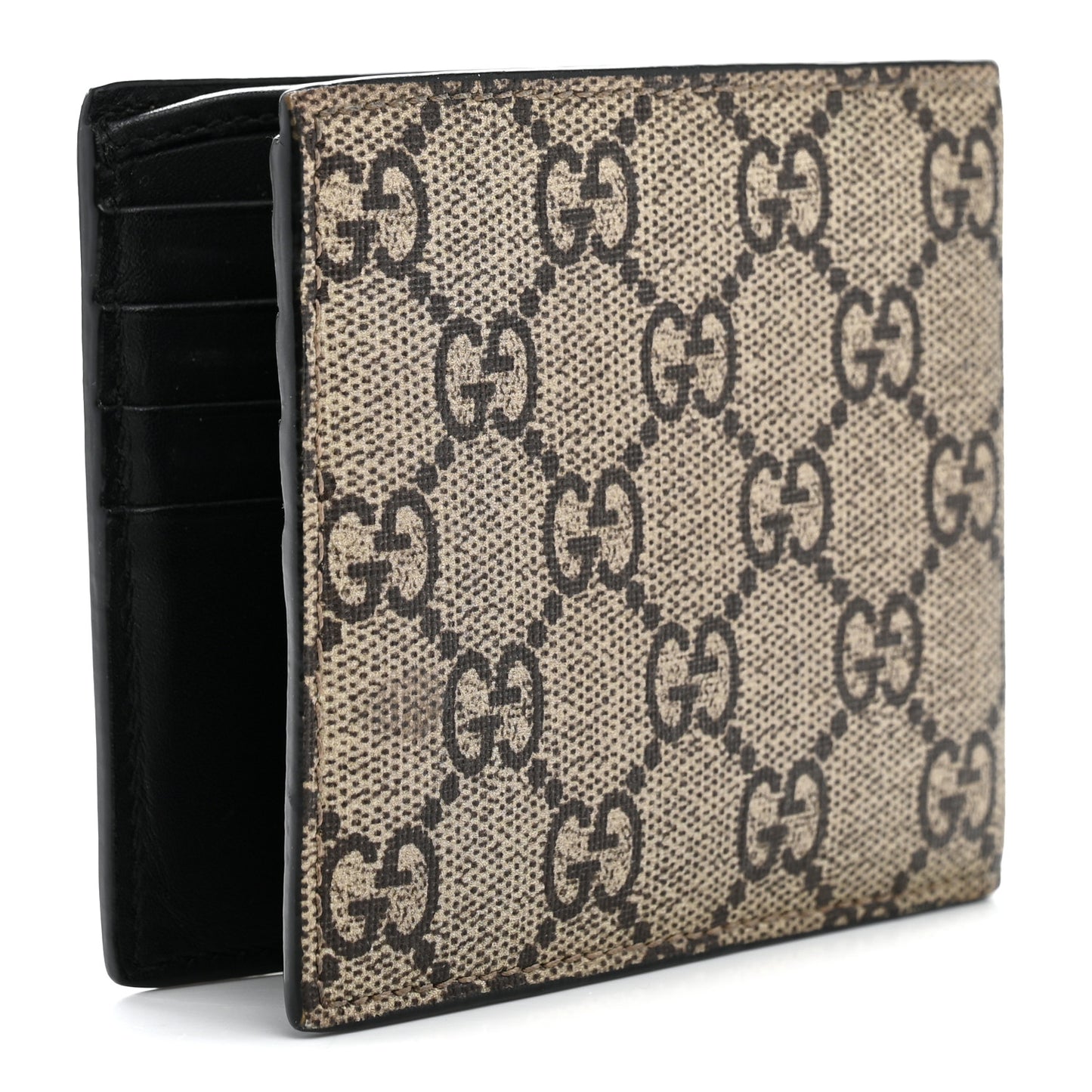 GG Supreme Monogram Bee Bi-Fold Wallet Beige