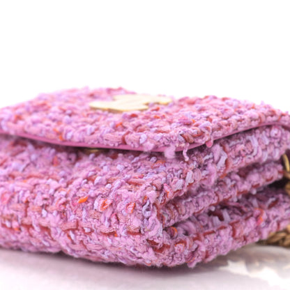 Chanel Tweed Enamel Quilted Pending CC Card Holder On Chain Light Purple Pink Red 11 of 12