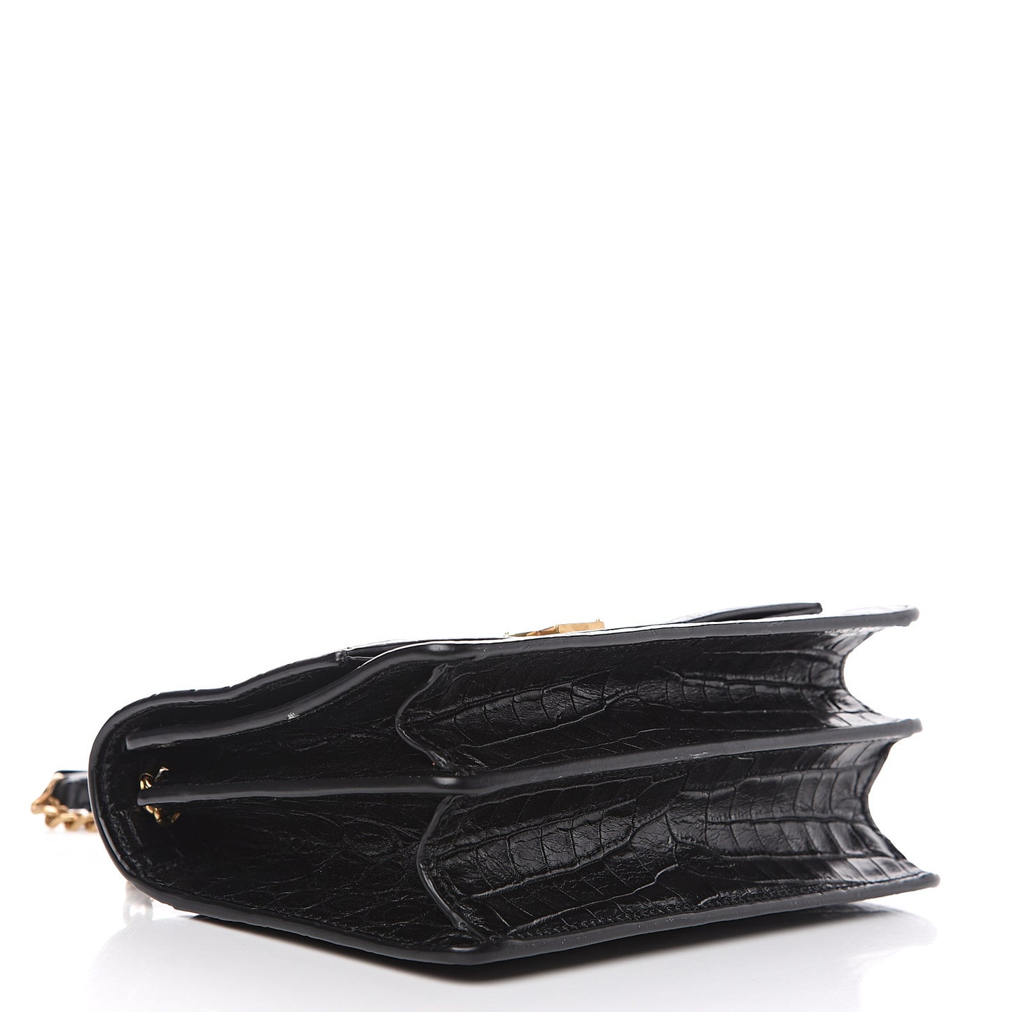 Calfskin Crocodile Embossed Small Monogram Sunset Black