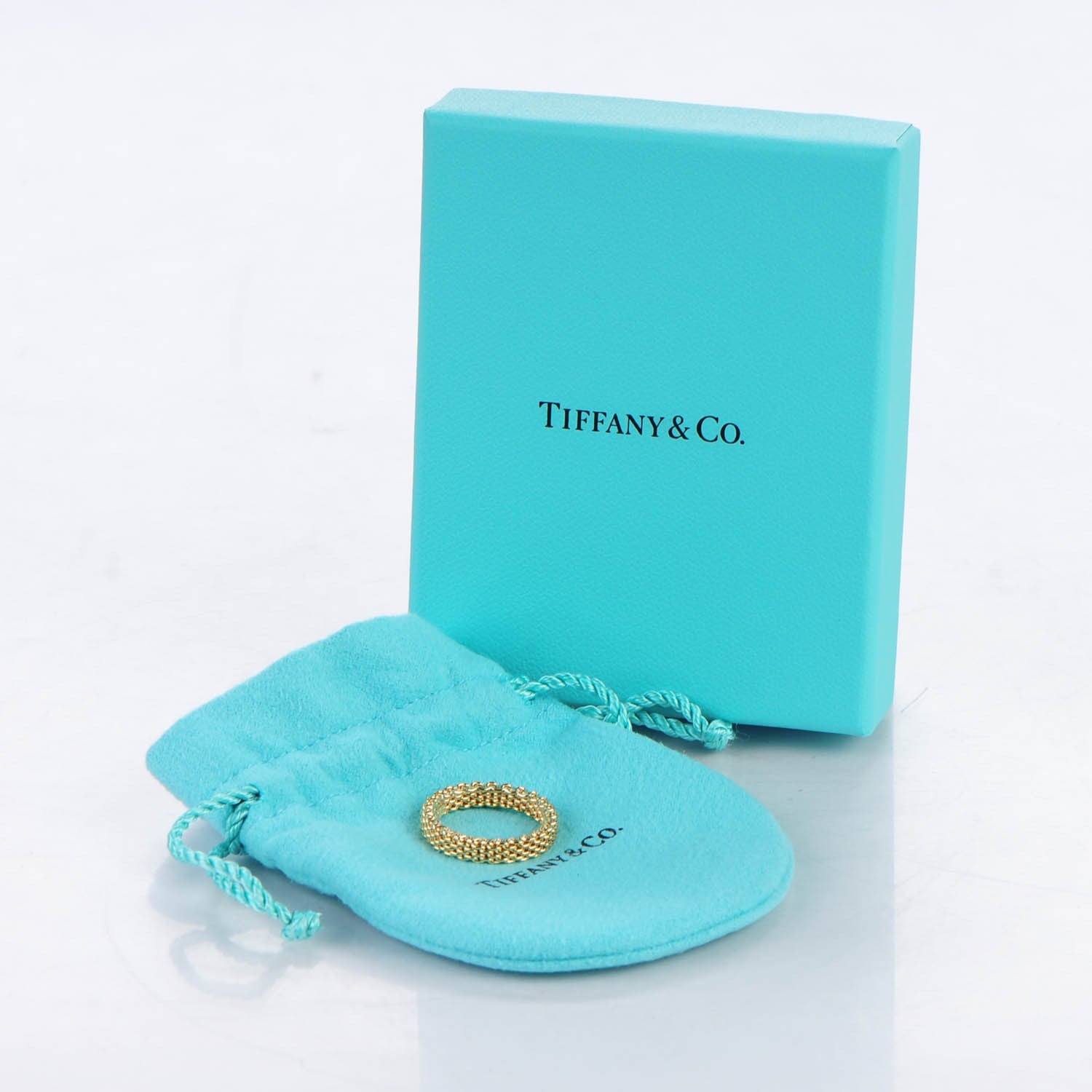 Tiffany 18K Yellow Gold Narrow Somerset Mesh Ring 6 5 of 5
