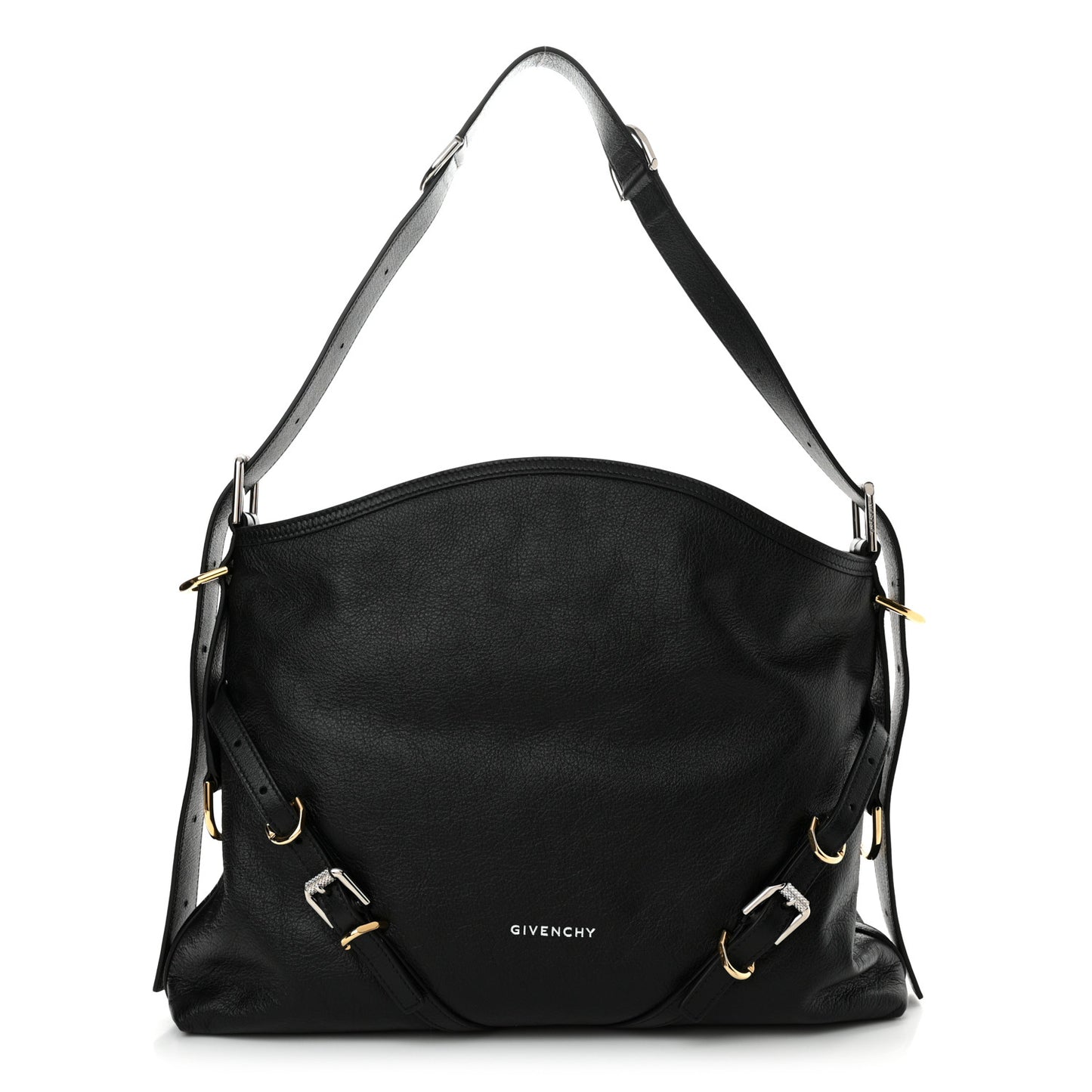 Tumbled Calfskin Medium Voyou Bag Black