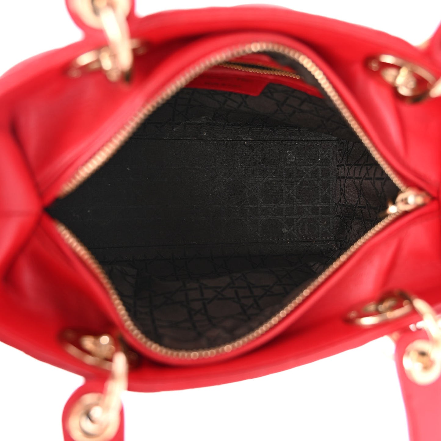 Lambskin Cannage Medium Lady Dior Red
