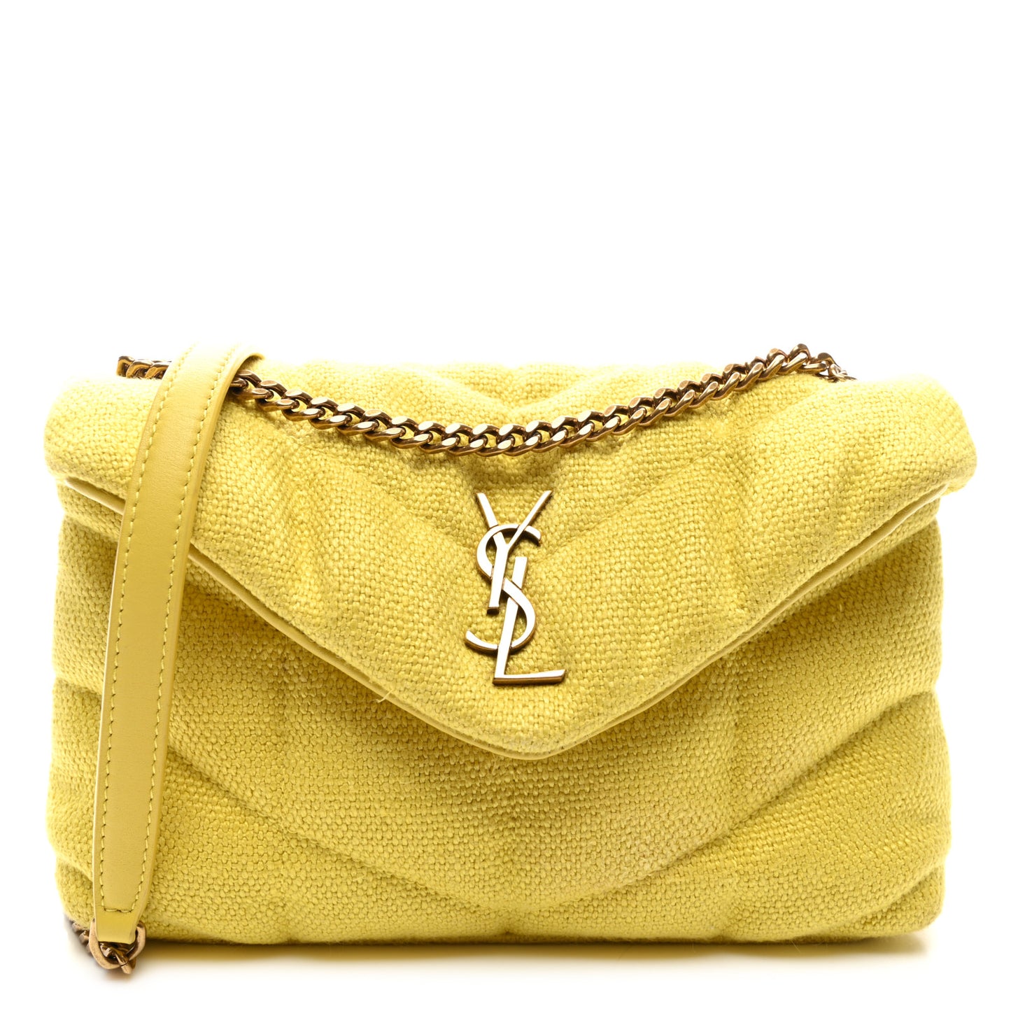 Canvas Quilted Toy Loulou Puffer Monogram Chain Satchel Jaune Citron