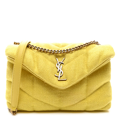 Saint Laurent Canvas Quilted Toy Loulou Puffer Monogram Chain Satchel Jaune Citron 1 of 10