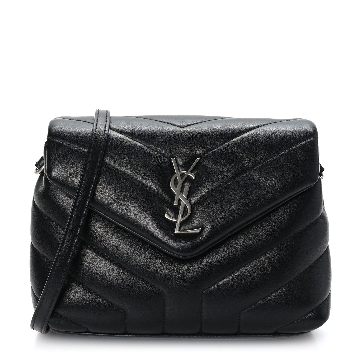 Saint Laurent Calfskin Y Quilted Monogram Toy Loulou Crossbody Bag Black 1 of 9
