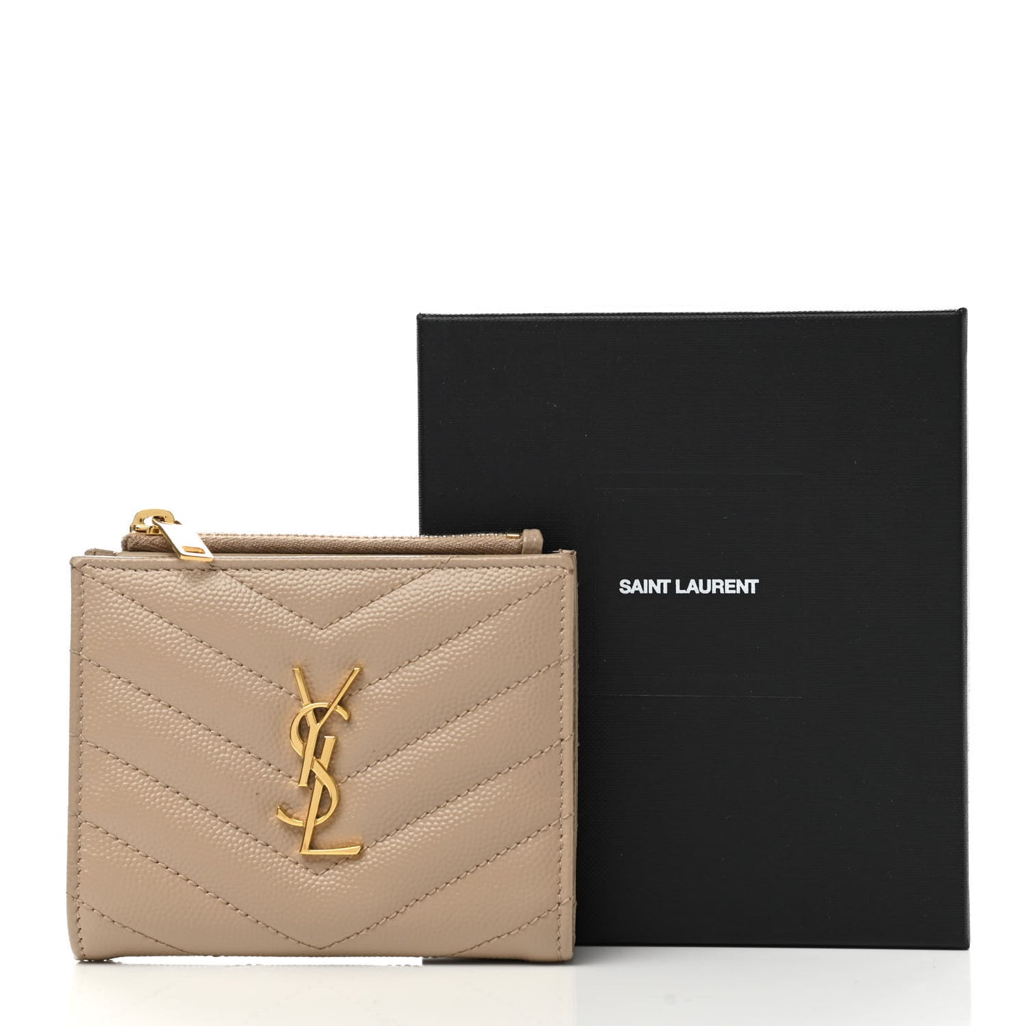 Grain De Poudre Matelasse Chevron Monogram Zipped Card Case Nude Powder