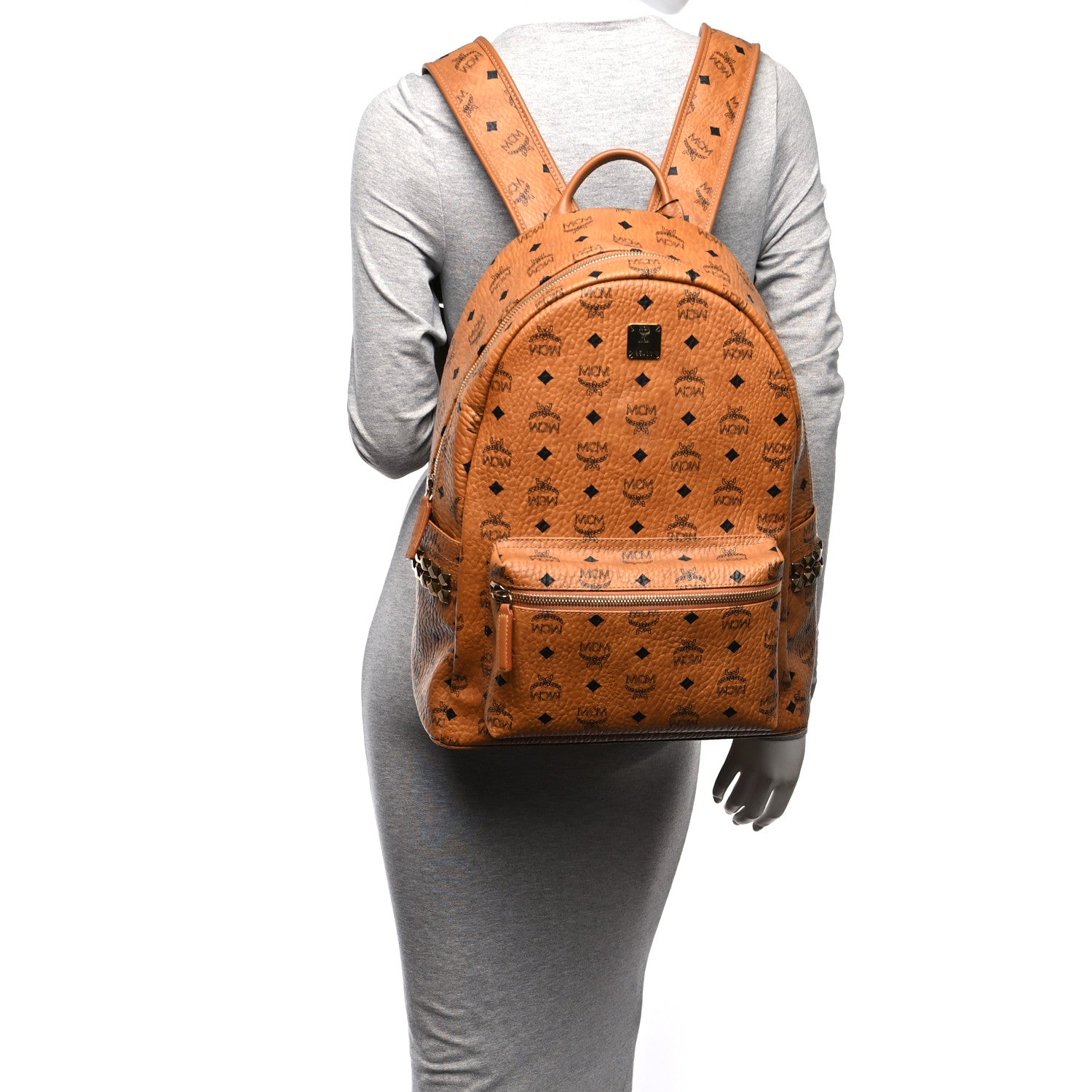 MCM Visetos Medium Side Studs Stark Backpack Cognac 2 of 14