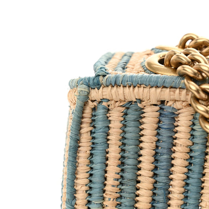 Gucci Raffia Woven Small GG Marmont Shoulder Bag Natural Light Blue 11 of 11