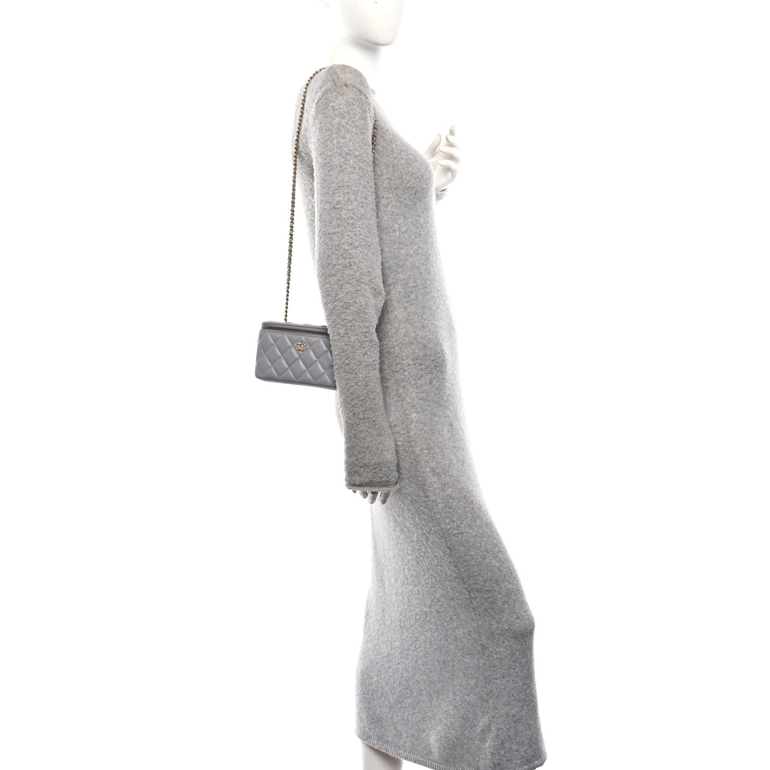 Chanel Lambskin Quilted Small Pearl Crush Vanity Case With Chain Grey 2 of 11