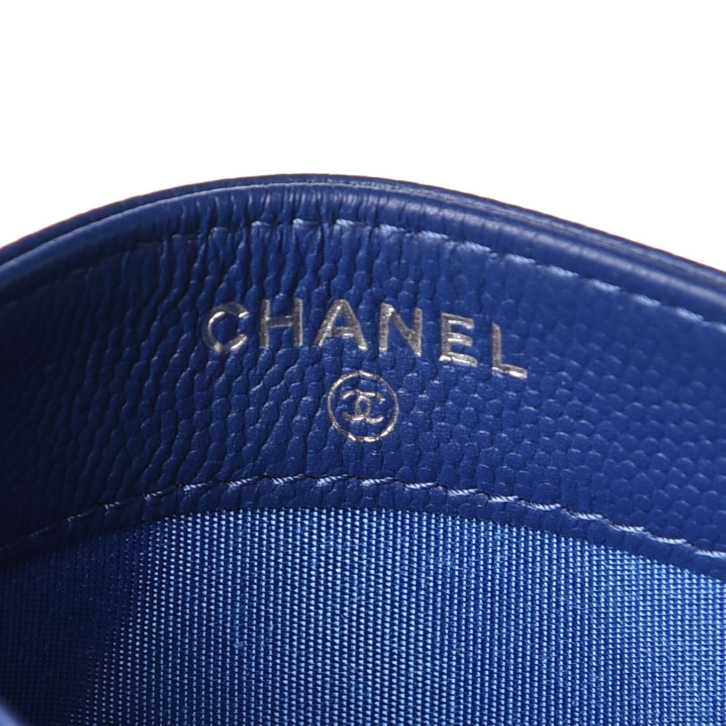 Caviar Camellia Quilted Card Holder Blue