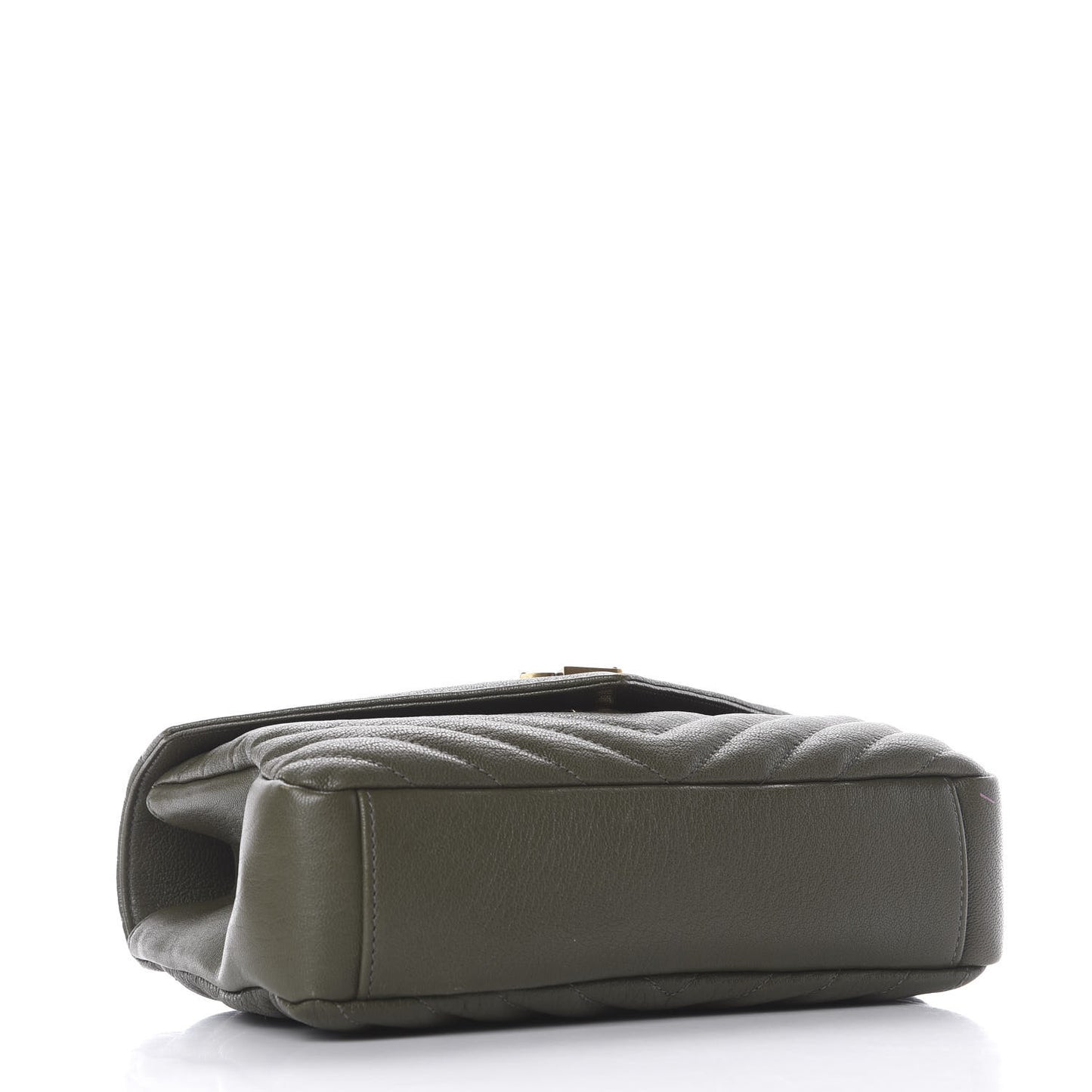 Sheepskin Matelasse Chevron Monogram Medium College Bag Military Olive