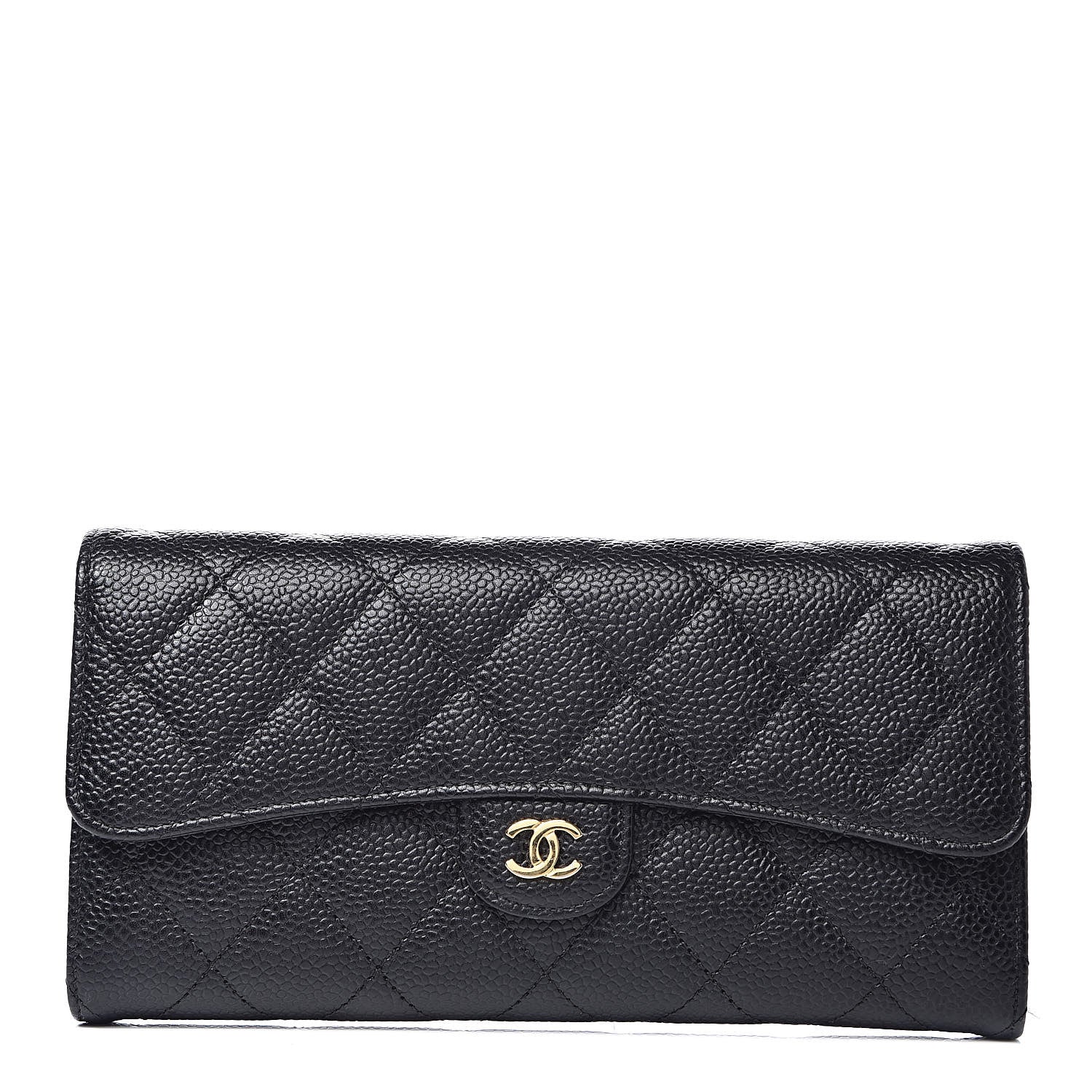 Chanel Caviar Quilted Large Flap Gusset Wallet Black 1 of 8