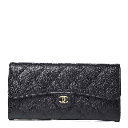 Chanel Caviar Quilted Large Flap Gusset Wallet Black 1 of 8