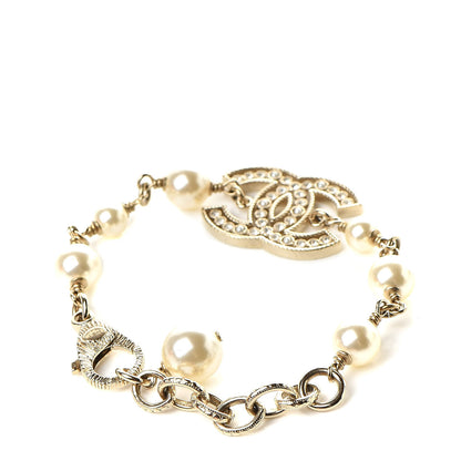 Chanel Crystal Pearl CC Bracelet Gold 3 of 7