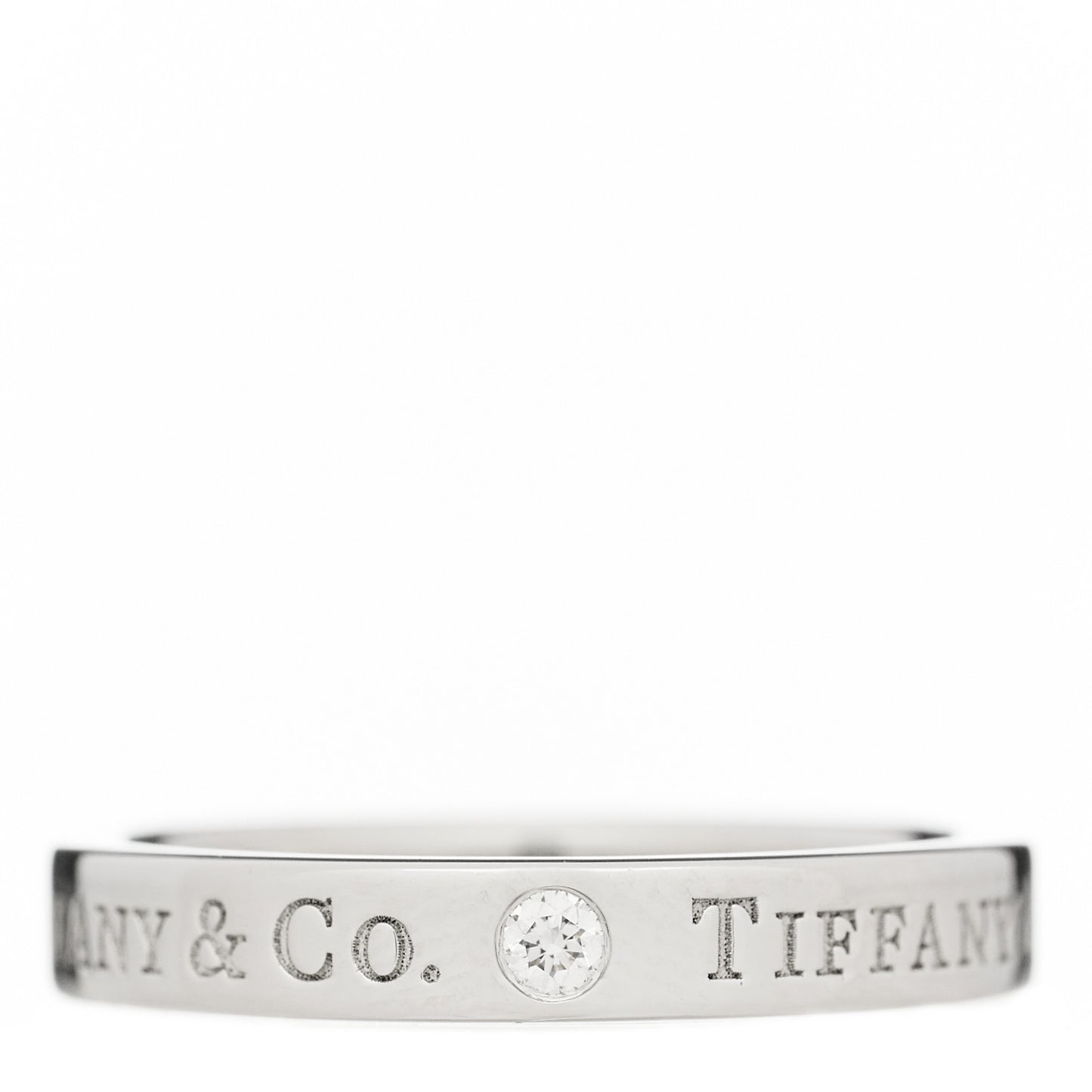 Platinum Diamond Logo Band Ring 48 4.5