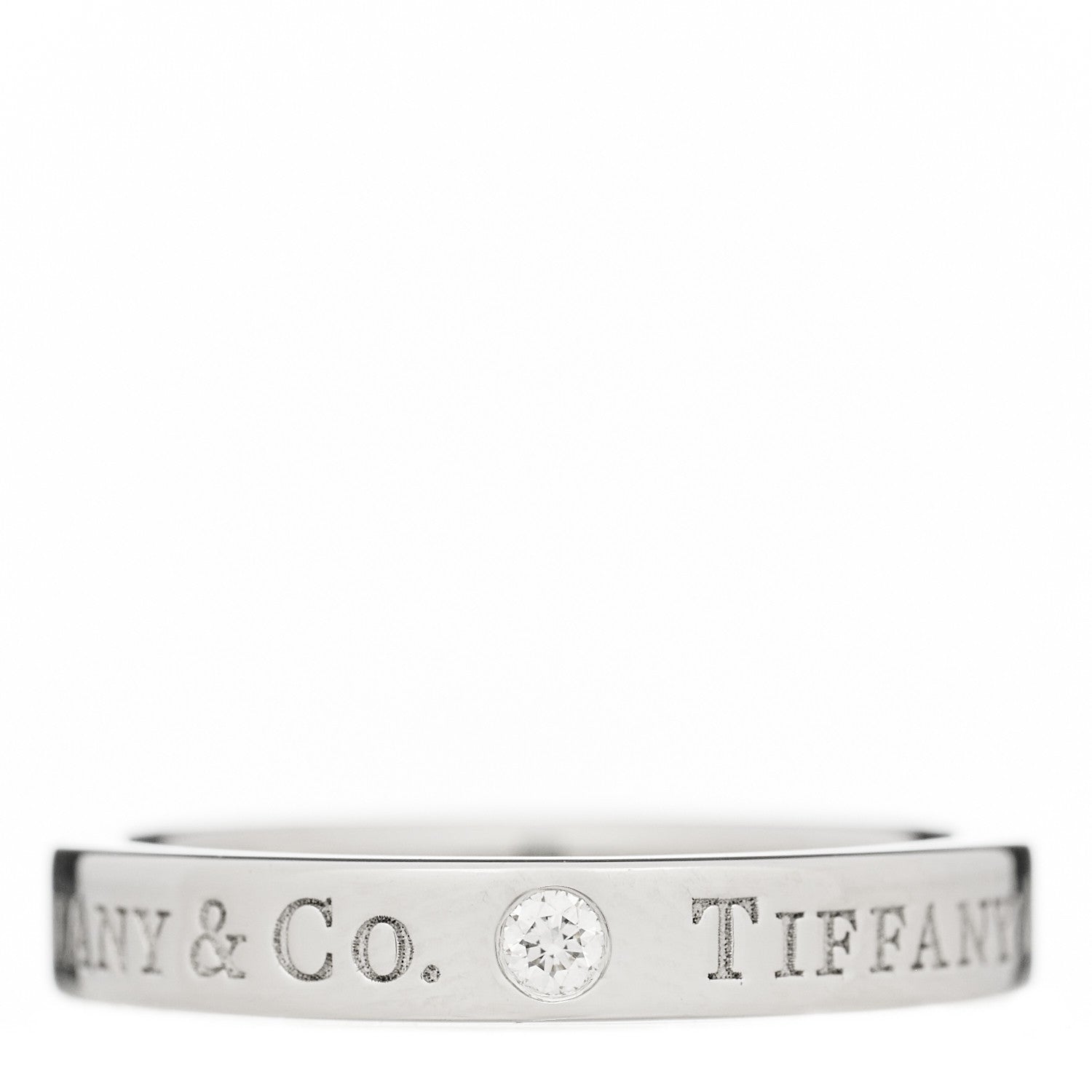 Tiffany Platinum Diamond Logo Band Ring 48 4.5 1 of 4