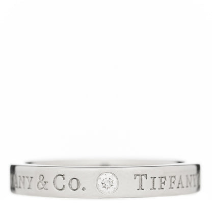 Tiffany Platinum Diamond Logo Band Ring 48 4.5 1 of 4