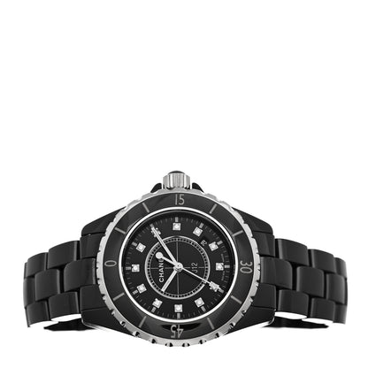 Chanel Stainless Steel Ceramic Diamond 33mm J12 Quartz Watch Black 2 of 4