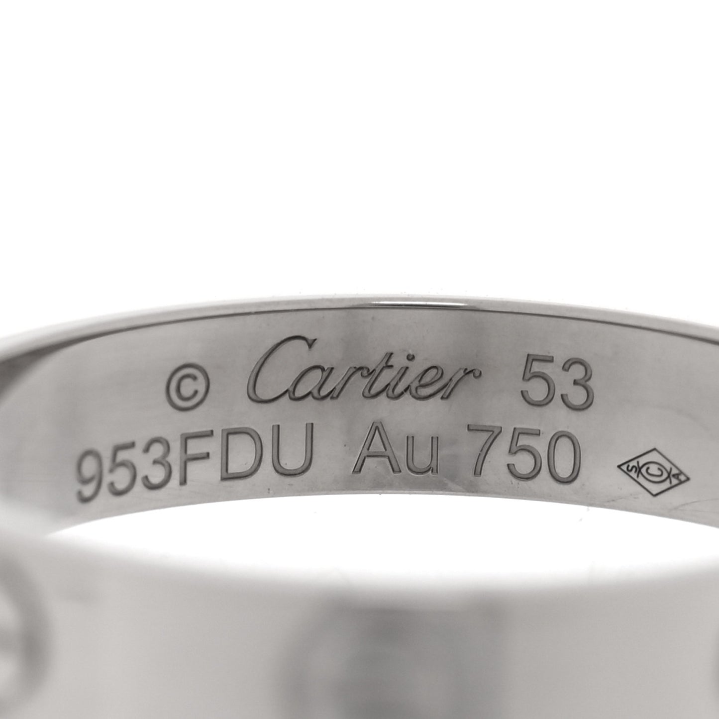 18K White Gold 3.5mm LOVE Wedding Band Ring 53 6.5