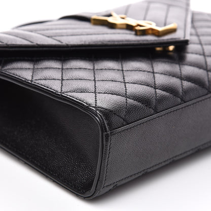 Saint Laurent Grain De Poudre Textured Mixed Matelasse Triquilt Medium Monogram Satchel Black 8 of 12