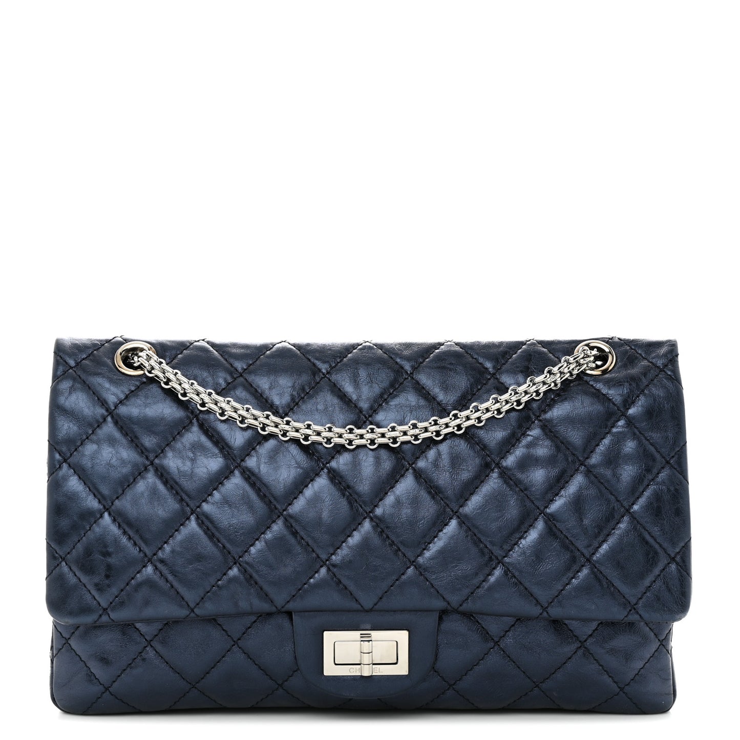 Metallic Aged Calfskin Quilted 2.55 Reissue 227 Flap Blue