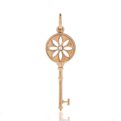 Tiffany 18K Rose Gold Diamond Small Daisy Key Pendant 1 of 3