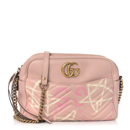 Gucci Calfskin Matelasse GucciGhost Medium GG Marmont Chain Shoulder Bag Perfect Pink Rosa Ivory 1 of 11