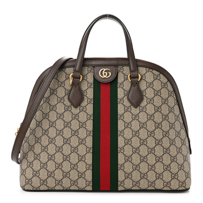 Gucci GG Supreme Monogram Web Medium Ophidia Top Handle Dome Bag Brown 1 of 10