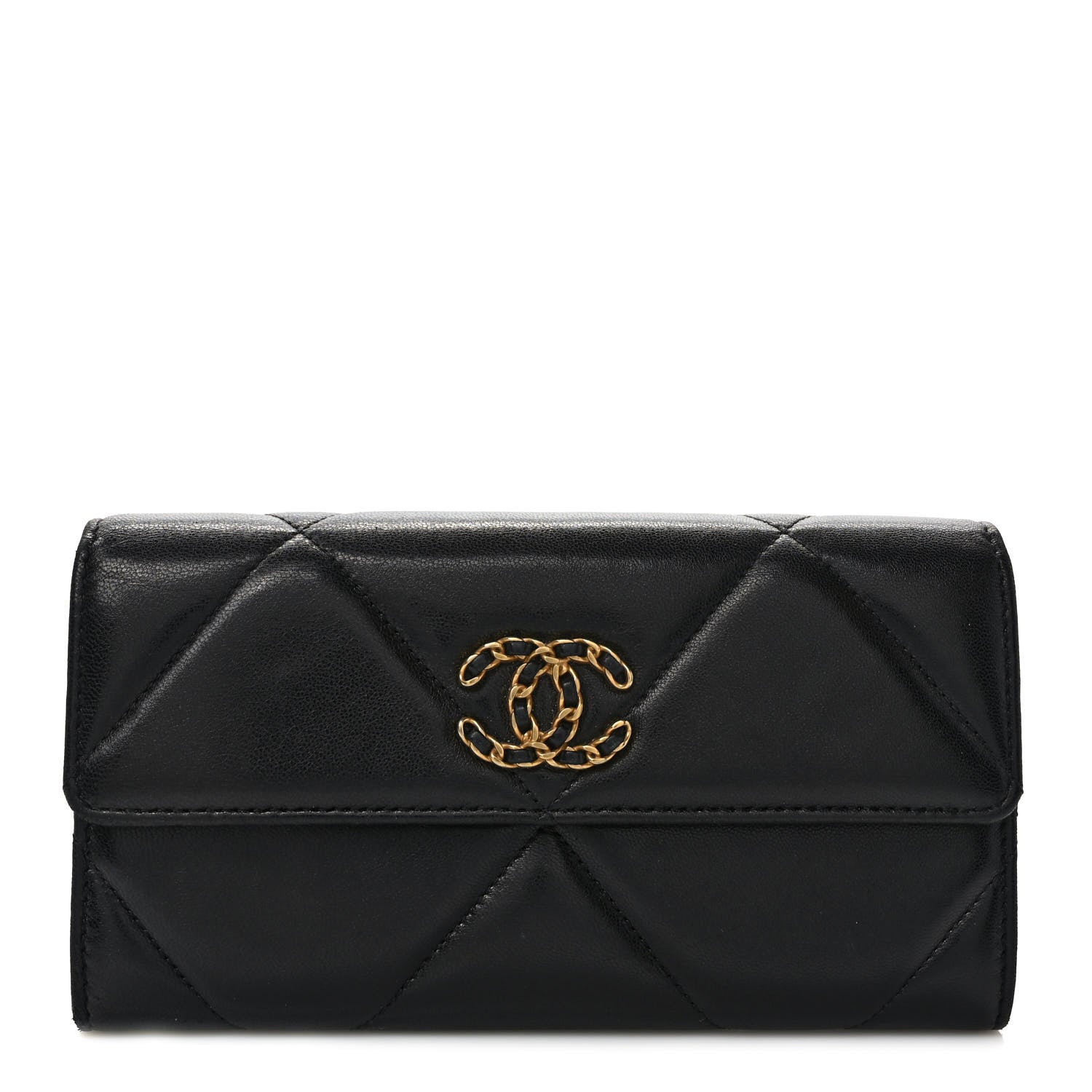 Chanel Lambskin Quilted Chanel 19 Flap Wallet Black 1 of 7