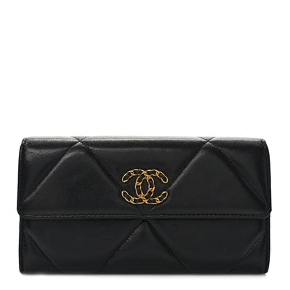 Chanel Lambskin Quilted Chanel 19 Flap Wallet Black 1 of 7